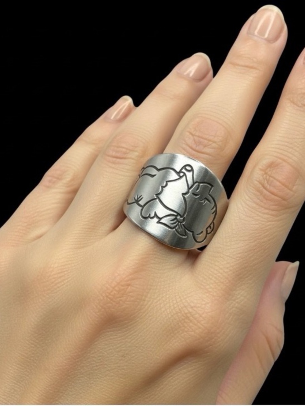 Winnie The Pooh Stainless Steel Spoon Ring Size 8 Tomee Tippee RARE FIND - Picture 7 of 17